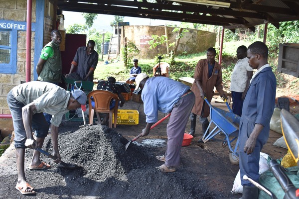 Biomass mixing in readiness for briquette making